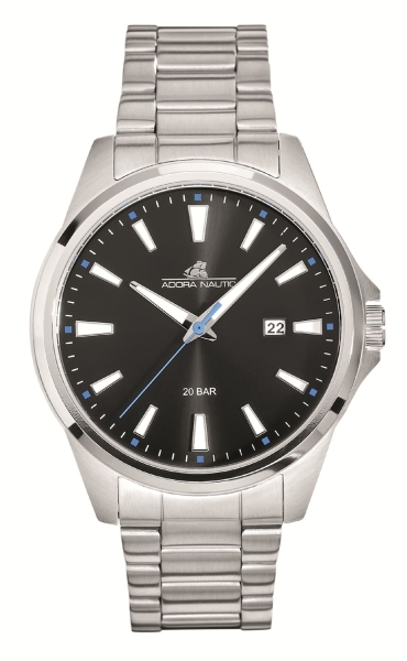 Adora Nautic Herrenuhr Edelstahl Datum Schwarz 20BAR 41mm AN2436