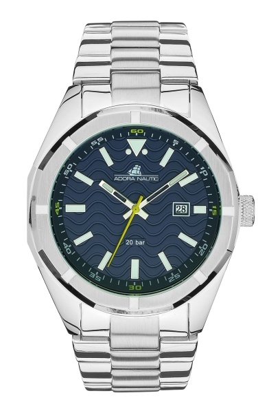 Adora Nautic Herrenuhr Edelstahl Datum 44mm Blau 20BAR AN2465
