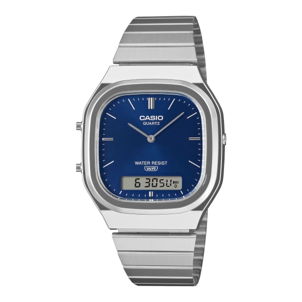 Casio Unisex Uhr Retro Analog/Digital Edelstahlband Blau AQ-240E-2A2EF