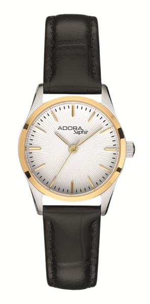 Adora Damenuhr Quarz Saphirglas Leder Bicolor Schwarz 26mm AS4853