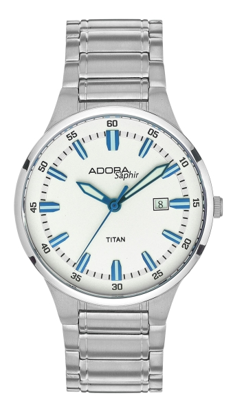 Adora Herrenuhr Titan Saphirglas Datum 5BAR Weiss 40mm AS4888
