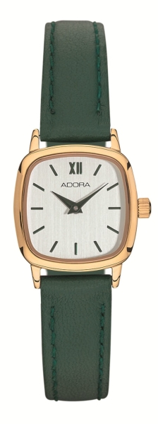 Adora Damenuhr Edelstahl Quarz Leder Quadrat Grün Klein AT5774