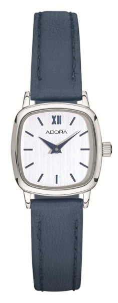 Adora Damenuhr Edelstahl Quarz Leder Quadrat Blau Klein AT5776