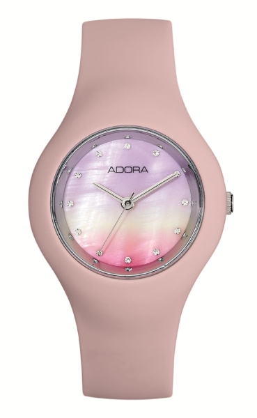 Adora Damenuhr Jugenduhr Silikon Quarz 34mm Rosa AT5786