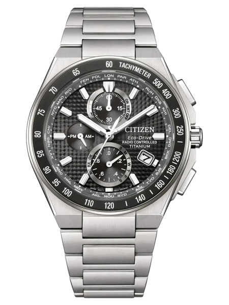 Citizen Herrenuhr Funkuhr Solar Titan Saphirglas Schwarz 10BAR AT8390-55E