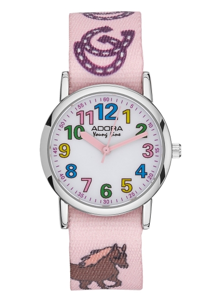 Adora Kinderuhr Mädchen Pferde Pink 29mm AY4455