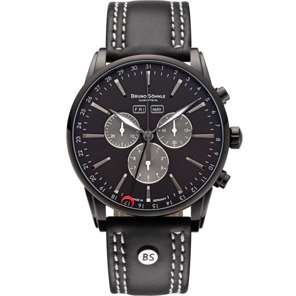 Bruno Söhnle Glashütte Uhr Atrium Chrono Limited Schwarz 17-73250-711