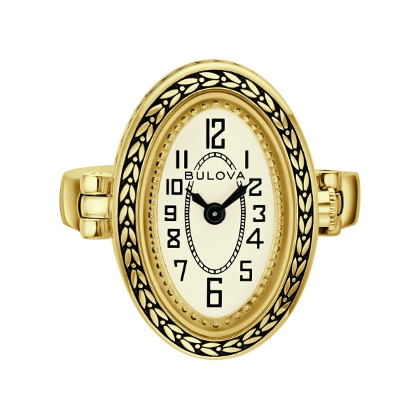 Bulova Damenuhr Ringuhr Edelstahl Saphirglas Goldfarben 97L188