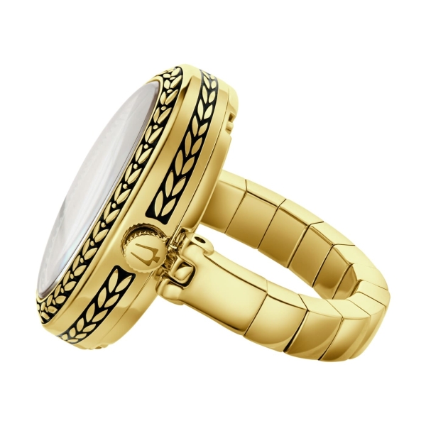 Bulova Damenuhr Ringuhr Edelstahl Saphirglas Goldfarben 97L188