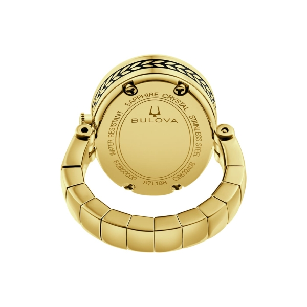 Bulova Damenuhr Ringuhr Edelstahl Saphirglas Goldfarben 97L188