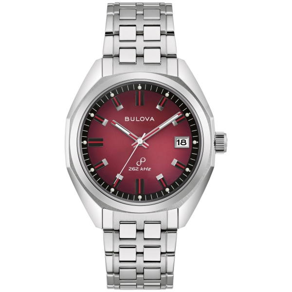 Bulova Herrenuhr Edelstahl Datum Saphirglas Rot 40mm 96B401