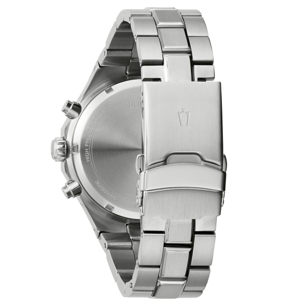 Bulova Herrenuhr Edelstahl Chrono Datum 44mm Schwarz 96B410