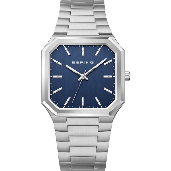 Bering Herrenuhr Edelstahl Datum Saphirglas Blau 37mm 16535-707