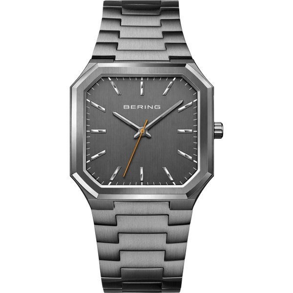 Bering Herrenuhr Edelstahl Datum Saphirglas Grau 37mm 16535-777