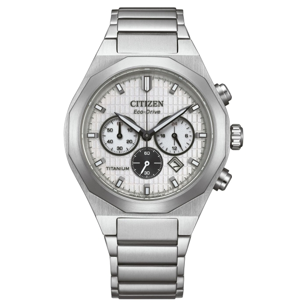 Citizen Herrenuhr Titan Solar Chrono Saphirglas 10BAR Weiss CA4690-51A