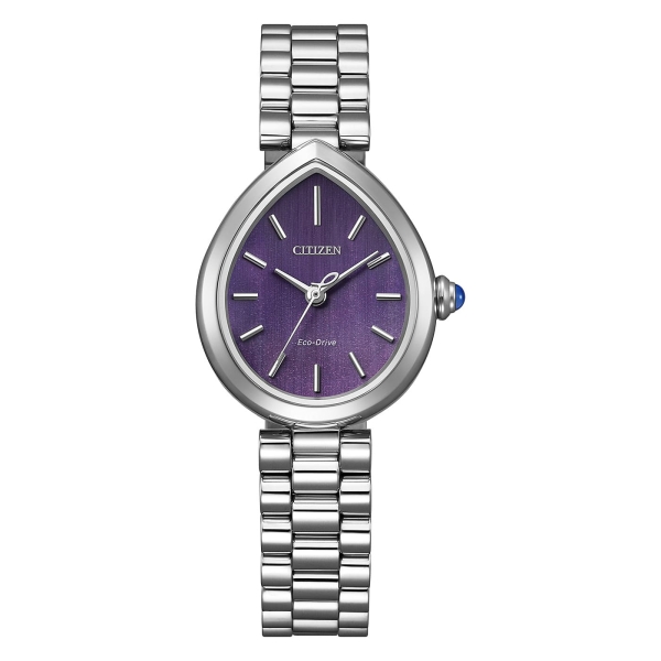 Citizen Damenuhr Eco-Drive Solar Saphirglas Edelstahl Lila EM1200-55X