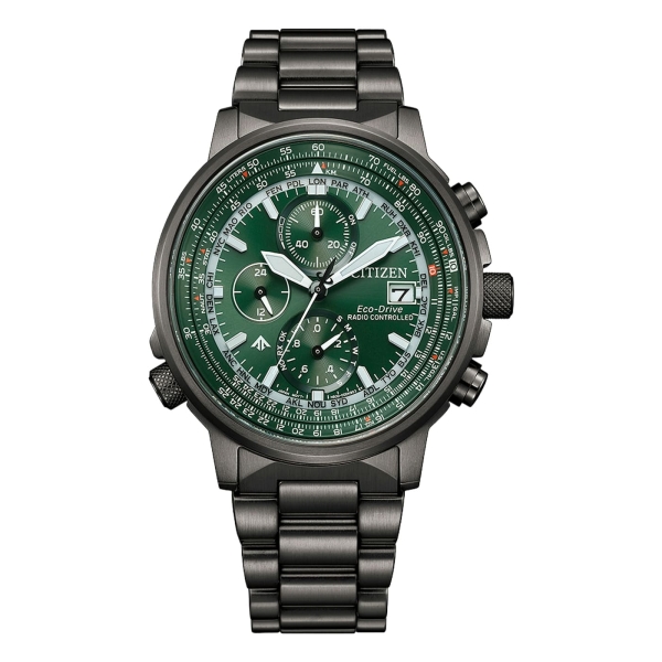 Citizen Promaster Herrenuhr Funkuhr Solar Saphirglas Grau Grün AT8304-57W