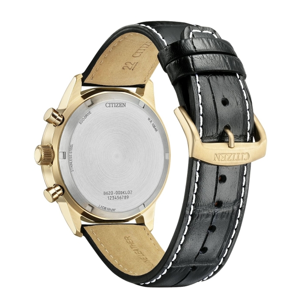 Citizen Herrenuhr Chronograph Eco-Drive Solar Schwarz Rosé 10BAR CA4723-03A