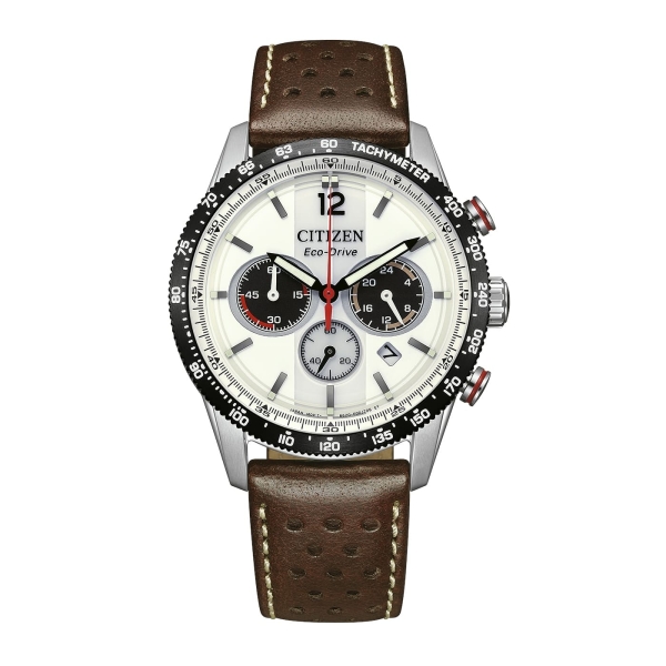 Citizen Herrenuhr Chronograph Eco-Drive Solar Braun Leder 10BAR CA4714-04A