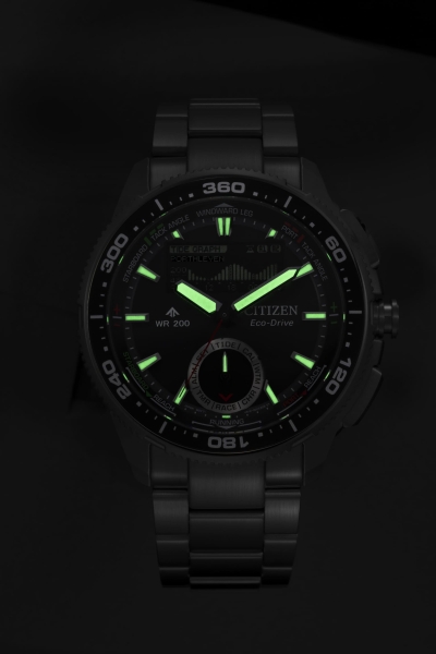 Citizen Herrenuhr Promaster Solar Edelstahl Alarm Schwarz JV3001-53E