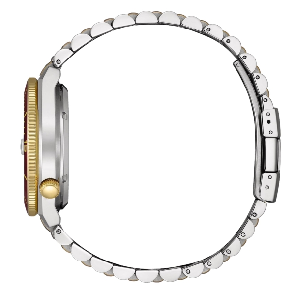 Citizen Herrenuhr Automatik Saphirglas Datum Bicolor Rot 40mm NJ0234-58X