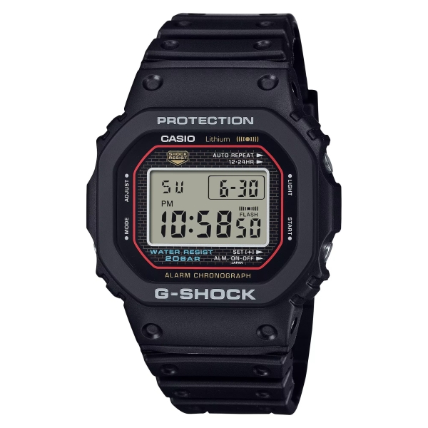 Casio G-SHOCK Herrenuhr Digital Schwarz Alarm 20BAR DW-5000R-1AER