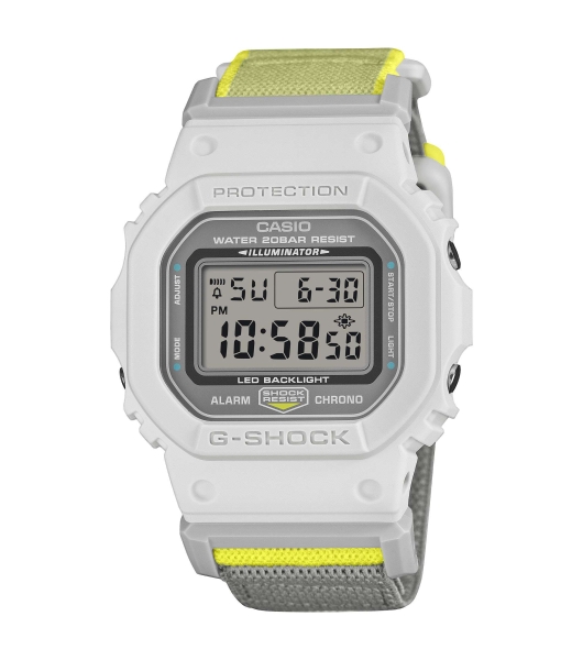Casio G-SHOCK Herrenuhr Digital Grau Gelb Textilband DW-5600MNC-7A8ER