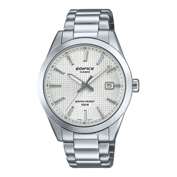 Casio Edifice Herrenuhr Edelstahl Datum Weiß 40mm 10BAR EFV-160D-7AVEF