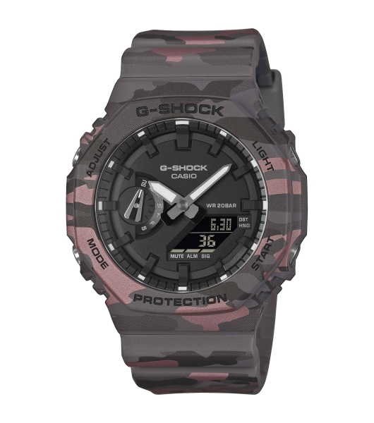Casio G-SHOCK Herrenuhr Licht Camouflage Grau GA-2100CM-8AER