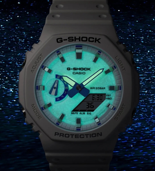 Casio G-SHOCK Herrenuhr Analog-Digital Weiß Blau GA-2100HDS-7AER