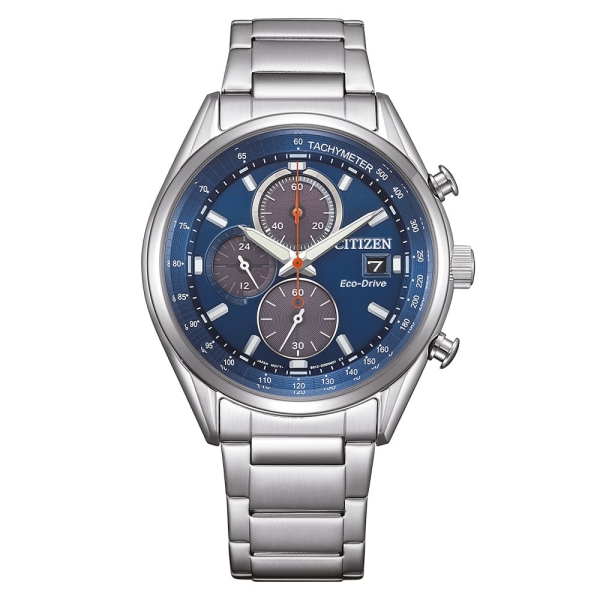 Citizen Herrenuhr Chronograph Eco-Drive Solar Blau 10BAR CA0459-79L