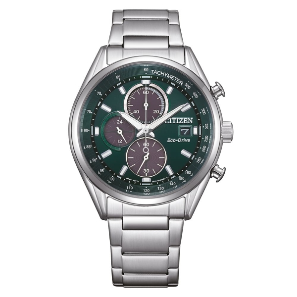 Citizen Herrenuhr Chronograph Eco-Drive Solar Grün 10BAR CA0459-79X