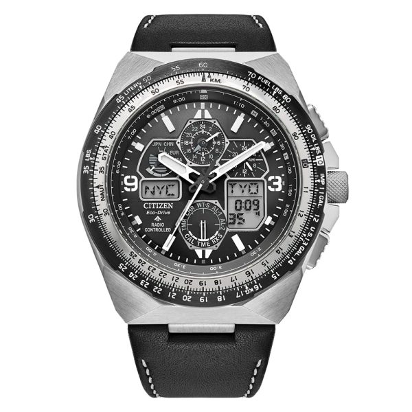Citizen Herrenuhr Promaster Funkuhr Solar Saphirglas Leder 20BAR JY8149-05E