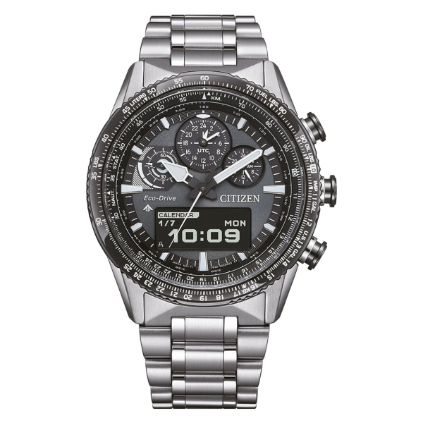 Citizen Herrenuhr Promaster Sky Solar Edelstahl Alarm Schwarz JV2006-55H