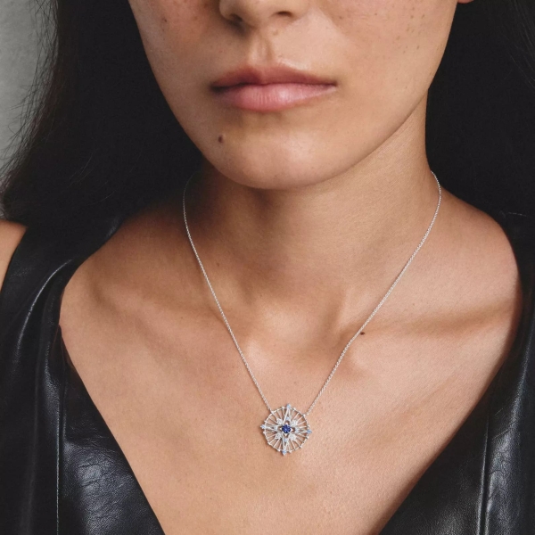 THOMAS SABO Halskette 925er Silber Stern Blau 40-45cm KE2393-166-1-L45V