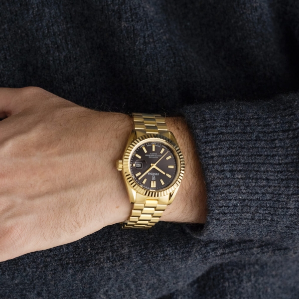 Festina Herrenuhr Edelstahl Datum Saphirglas Goldfarben 40mm F20086/B