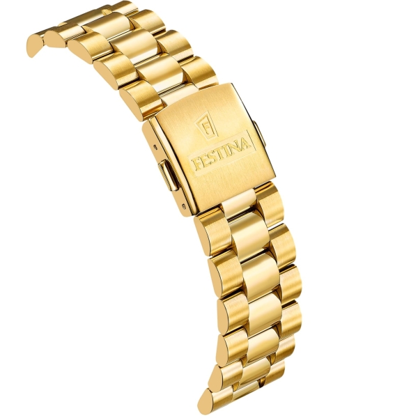 Festina Herrenuhr Edelstahl Datum Saphirglas Goldfarben 40mm F20086/B