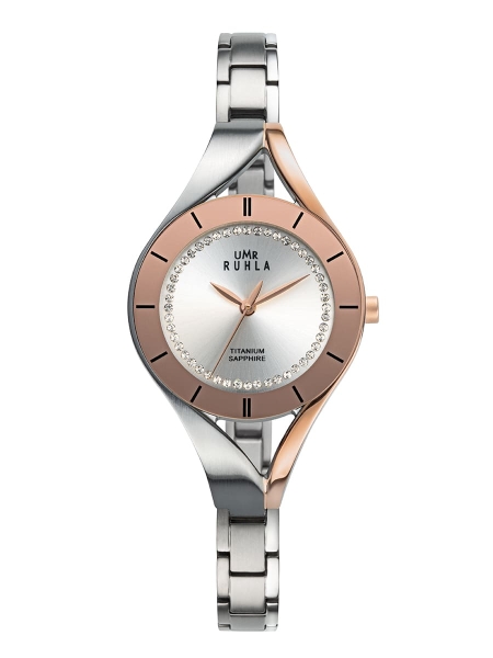 UMR Ruhla Damenuhr Titan Halbspange Saphirglas Rosé 29mm 26114