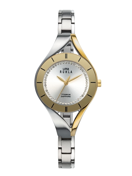 UMR Ruhla Damenuhr Titan Halbspange Saphirglas Bicolor 29mm 26115