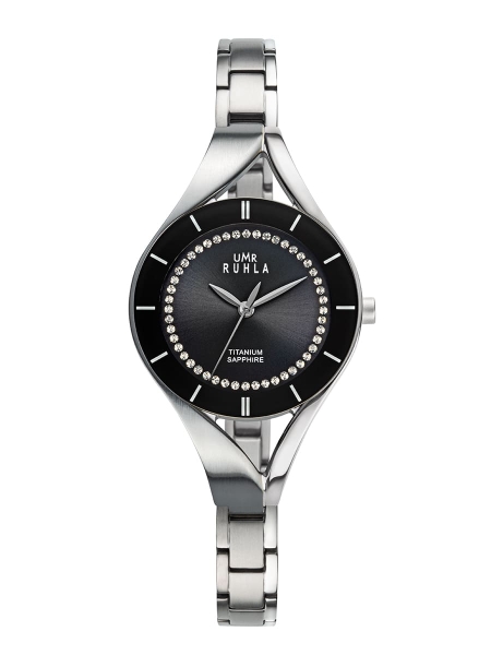 UMR Ruhla Damenuhr Titan Halbspange Saphirglas Schwarz 29mm 26116