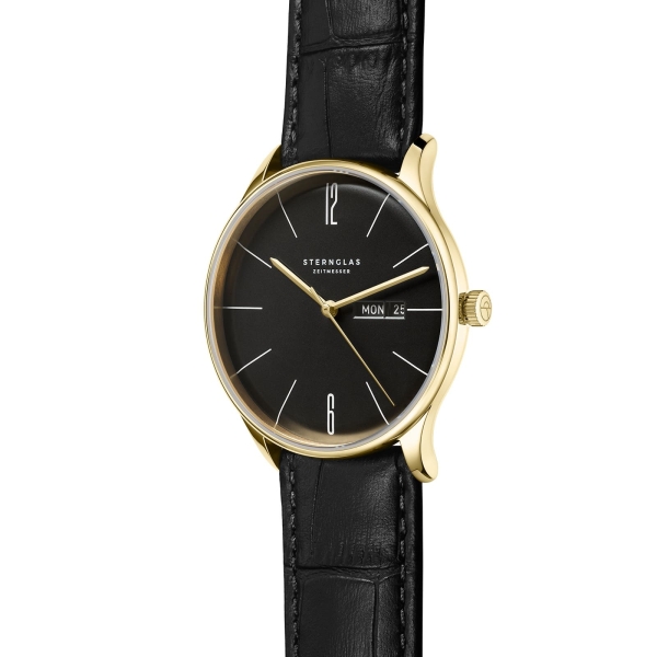 Sternglas Herrenuhr Berlin Saphirglas Schwarz Leder 38mm S01-BE04-HE03