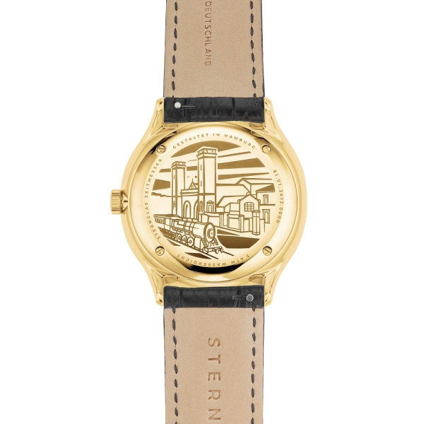 Sternglas Herrenuhr Berlin Saphirglas Schwarz Leder 38mm S01-BE04-HE03