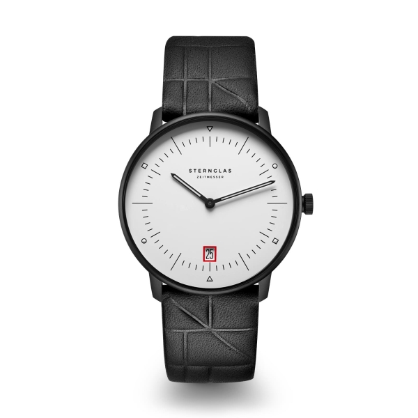 Sternglas Naos Edition Bauhaus III Uhr Schwarz Limited Leder S01-NAB15-EB09