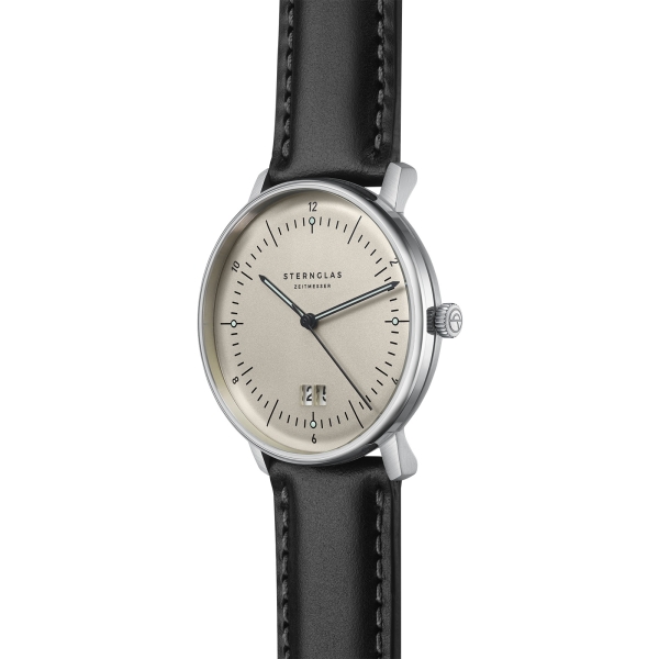 Sternglas Herrenuhr Naos Großdatum alabaster Leder S01-NAG26-BR02