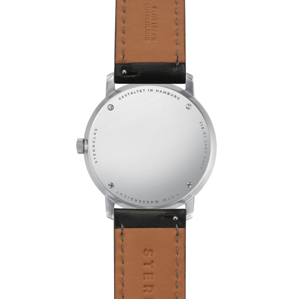 Sternglas Herrenuhr Naos Großdatum alabaster Leder S01-NAG26-BR02