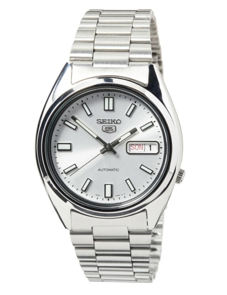 Seiko 5 Herrenuhr Automatik Edelstahl Tag Datum 37mm SNXS73K1