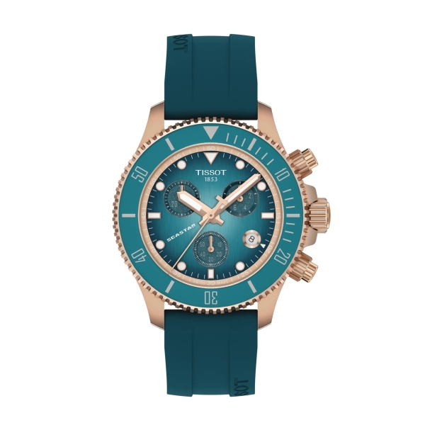 Tissot Unisex Uhr Seastar 1000 Chrono 38mm Türkis Rosé T120.217.17.011.00