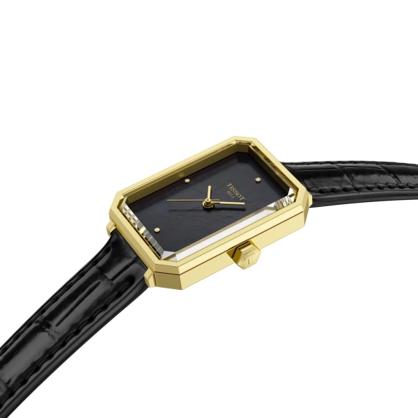Tissot Damenuhr SRV Saphirglas Goldfarben Leder Schwarz T160.110.36.126.00