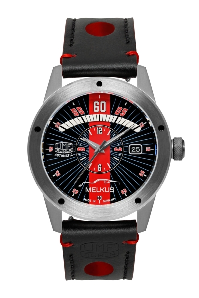 UMF Ruhla Melkus Herrenuhr Automatik Saphirglas Schwarz Rot 1862-2