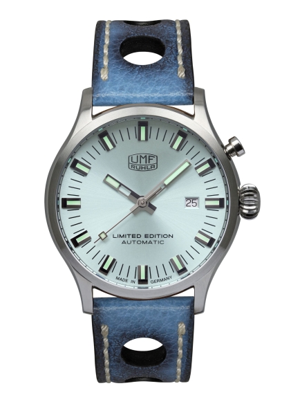 UMF Ruhla Herrenuhr Automatik Sprungdeckel 43mm Blau Limitiert 1252-3